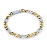 S.STEEL GOLD-IP FIGARO KEY-CLASP BRACELET