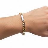 S.STEEL GOLD-IP FIGARO KEY-CLASP BRACELET