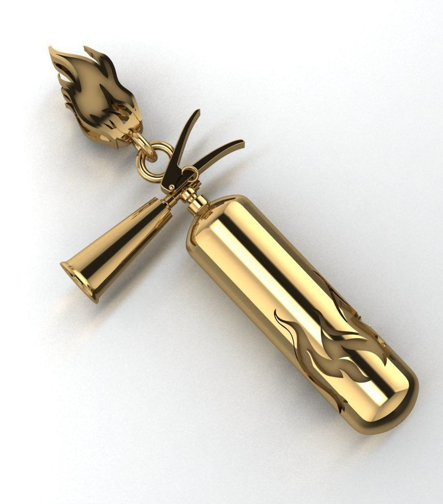 Fire Extinguisher 14K Gold Pendant