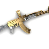 AK47 Machine Gun 14K Gold Men Pendant