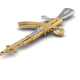 AK47 Machine Gun 14K Gold Men Pendant