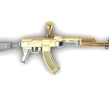 AK47 Machine Gun 14K Gold Men Pendant