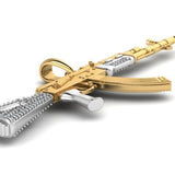 AK47 Machine Gun 14K Gold Men Pendant
