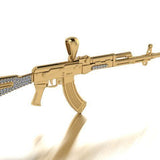AK47 Machine Gun 14K Gold Men Pendant