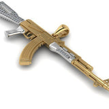 AK47 Machine Gun 14K Gold Men Pendant