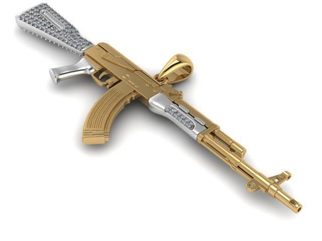 Kalashnikov Diamond Gold Men Pendant