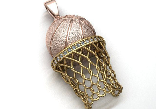 Basketball Hoop Pendant 14K Gold