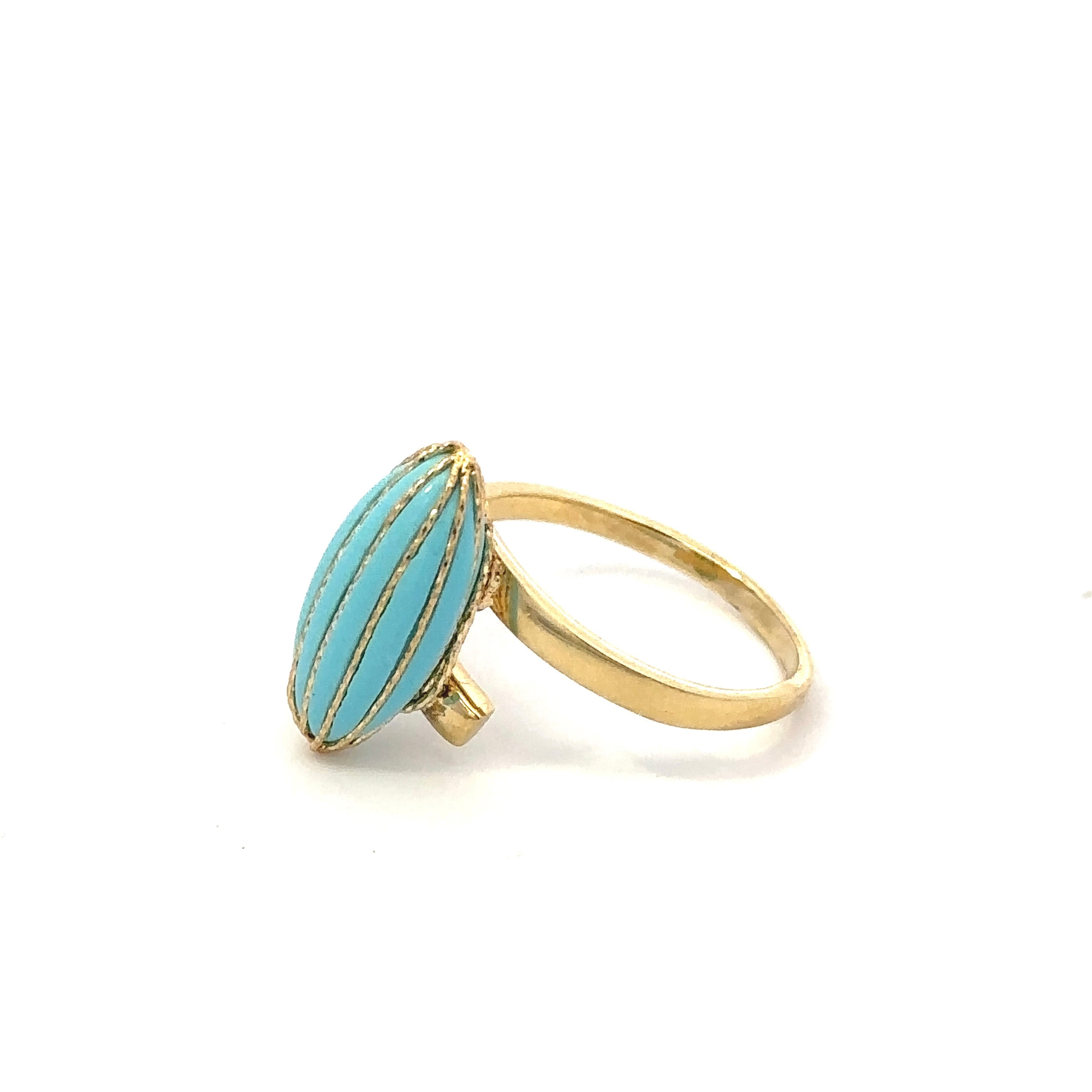 Almond Turquoise Ring 18K Gold