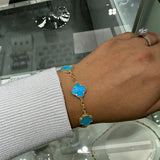 10K Gold Large White Mother of Pearl Bracelet