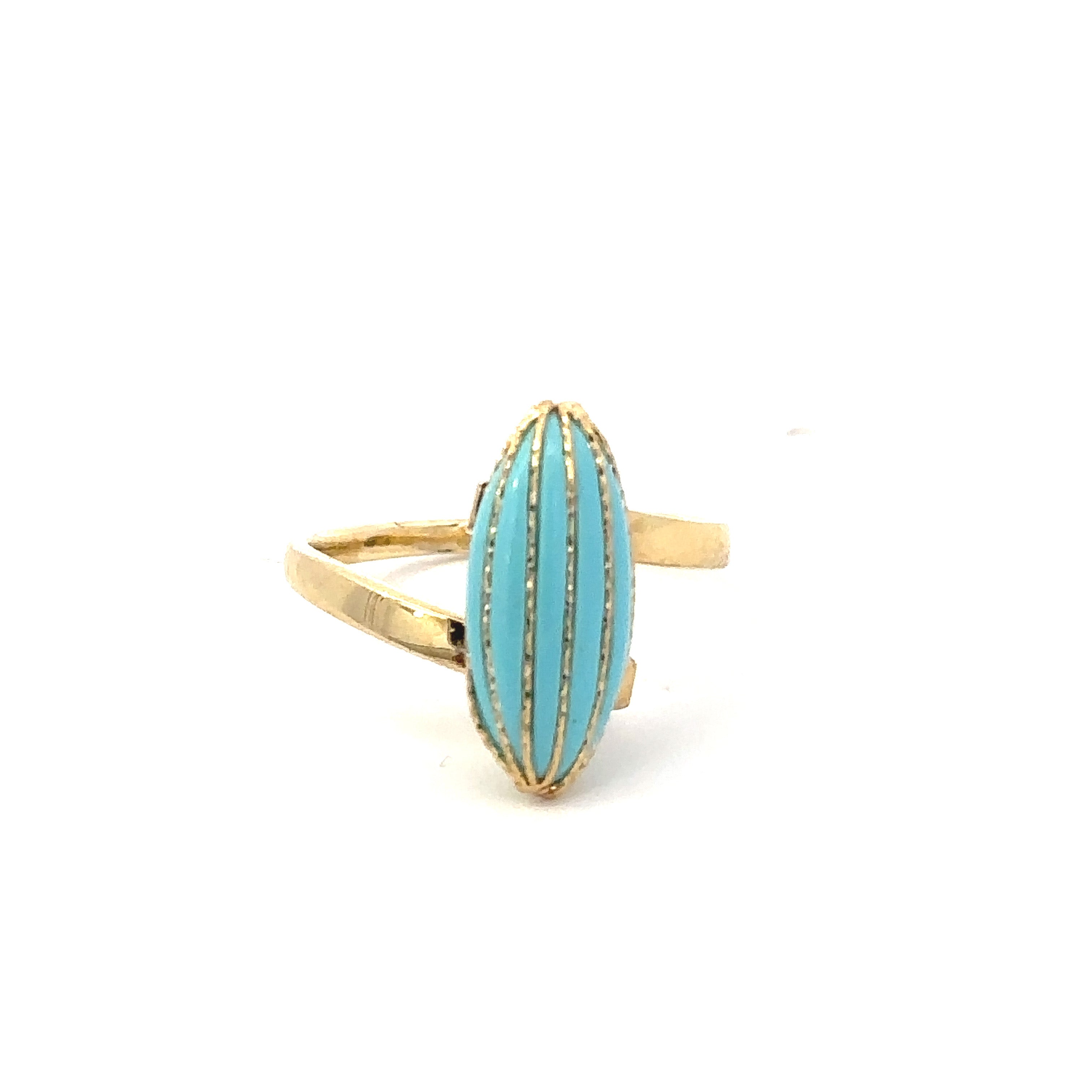 Almond Turquoise Ring 18K Gold