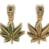 Canabis Leaf Diamond Gold Men Pendant