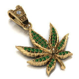 Canabis Leaf Diamond Gold Men Pendant