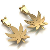 Canabis Leaf Diamond Gold Men Pendant