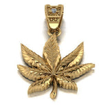 Canabis Leaf Diamond Gold Men Pendant