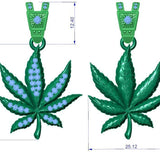 Canabis Leaf Diamond Gold Men Pendant