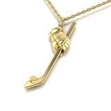 Hockey Stick Pendant Solid Gold 14K
