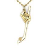 Hockey Stick Pendant Solid Gold 14K