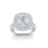 Double Halo Pave Diamond Engagement Ring