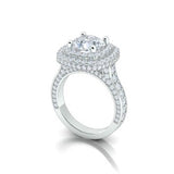 Double Halo Pave Diamond Engagement Ring