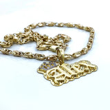 Crown Double Plate Name Pendant