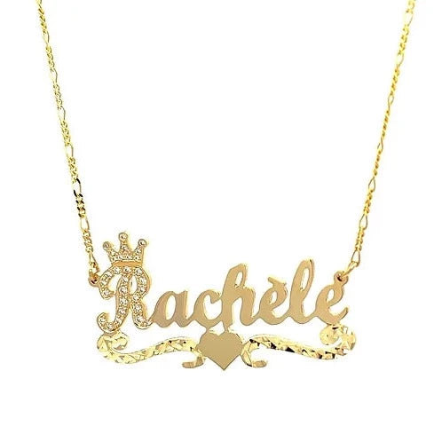 Crown Name Necklace Solid Gold