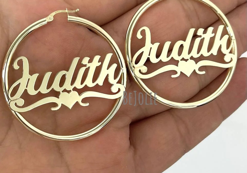 10K Gold Personalized Name Earrings