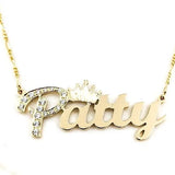 Crown Name Necklace Solid Gold
