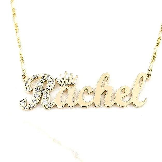 Crown Name Necklace Solid Gold