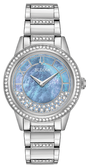 Bulova Women's Crystal Watch In Blue Dial 96L276