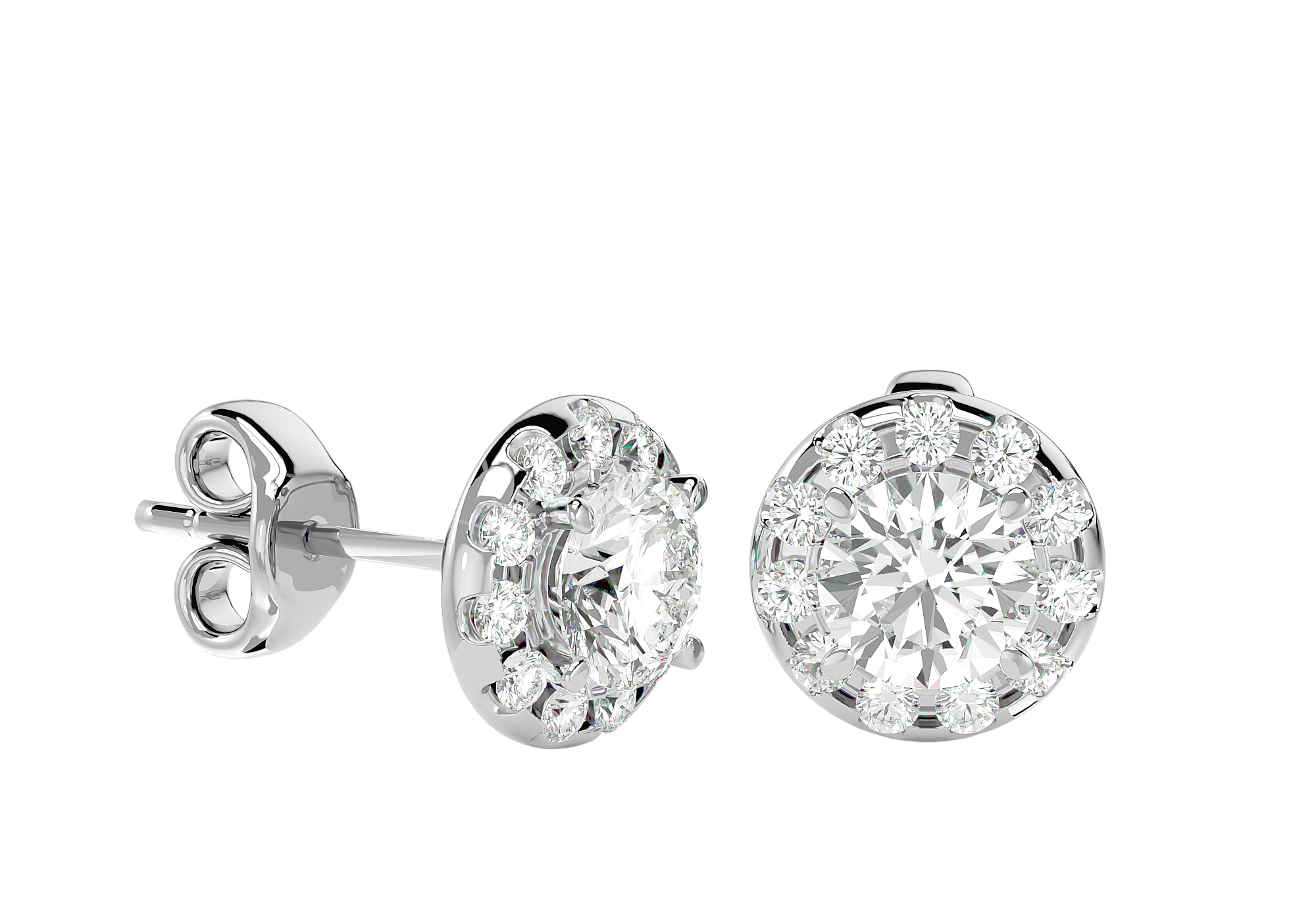 Jesse Diamond Halo Stud Earrings 14K