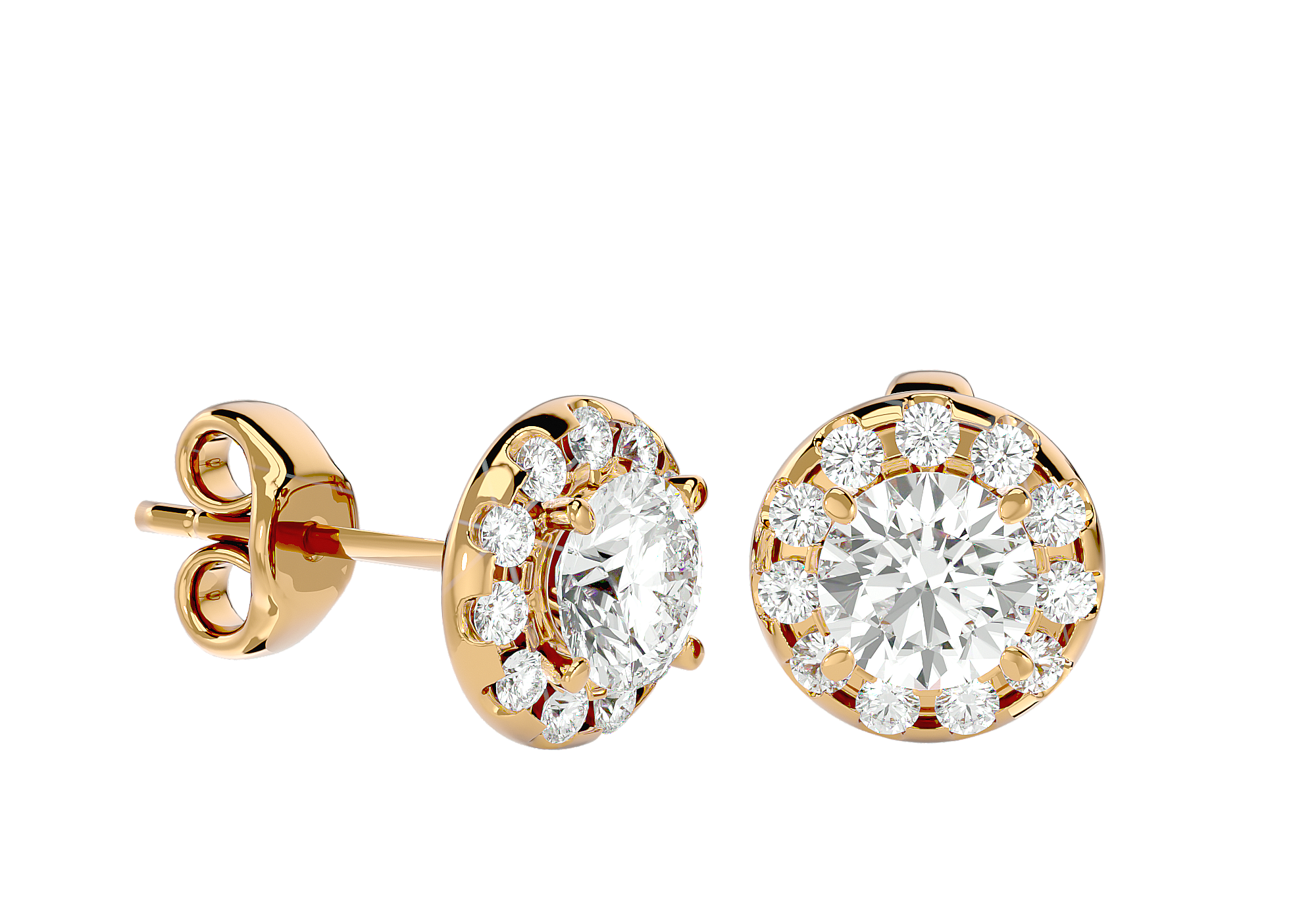 Jesse Diamond Halo Stud Earrings 14K