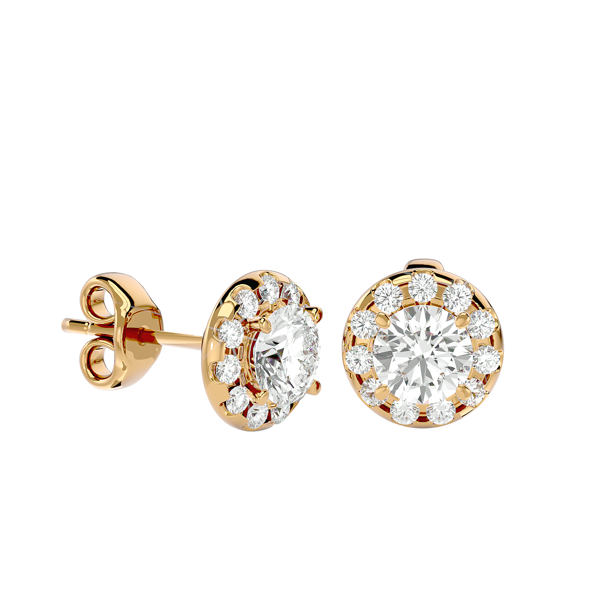 Boucles d'oreilles à tige Jesse Diamond Halo 14K