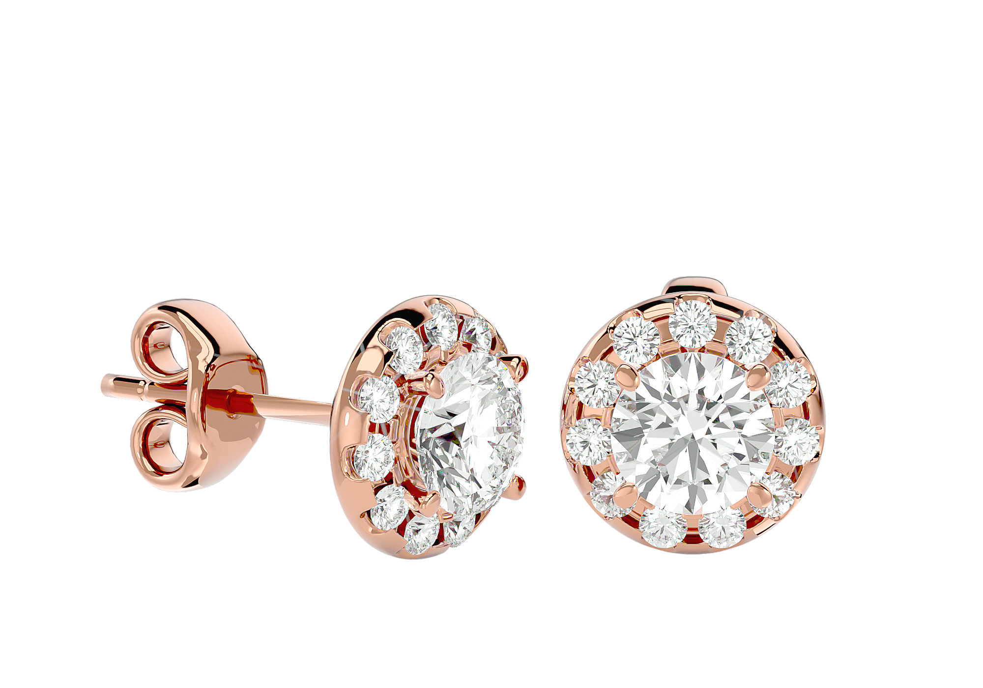 Jesse Diamond Halo Stud Earrings 14K