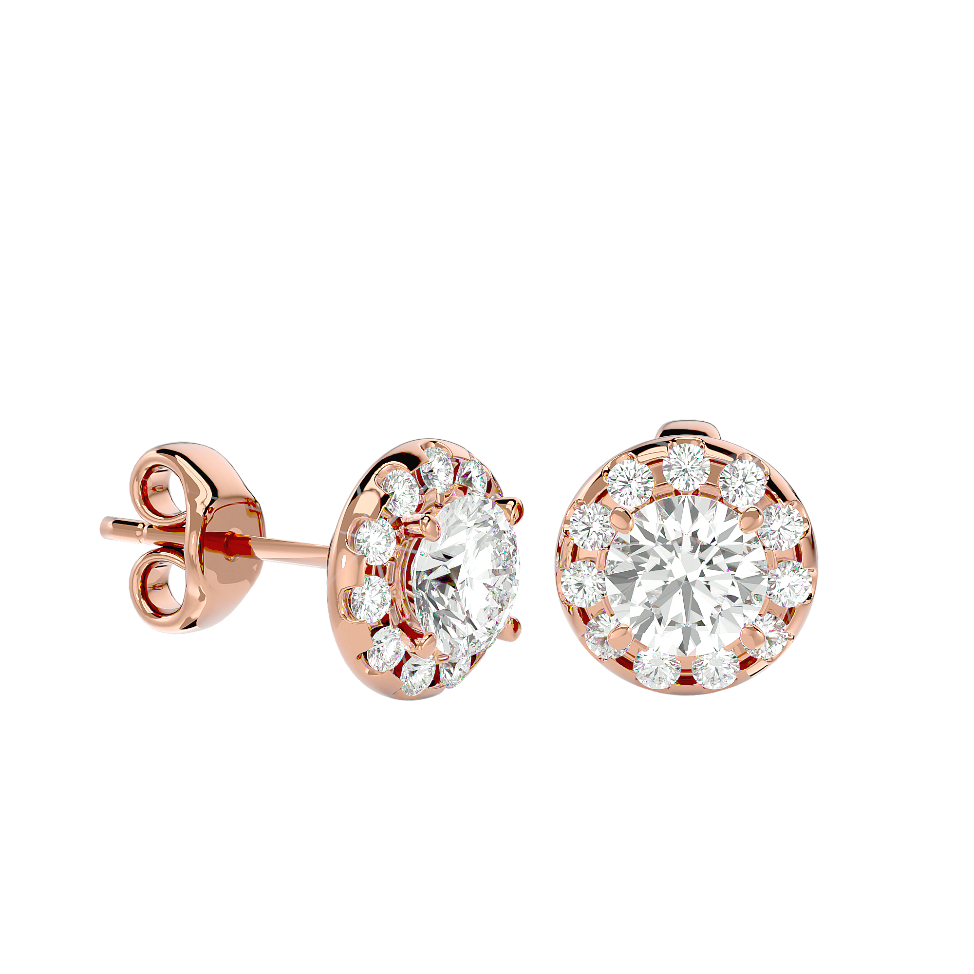 Jesse Diamond Halo Stud Earrings 14K