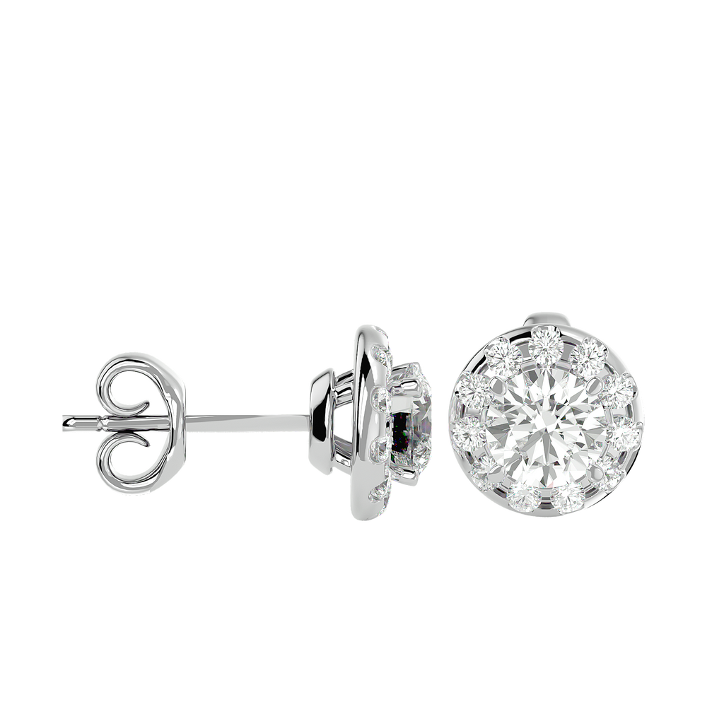 Gold Diamond Halo Stud Earrings