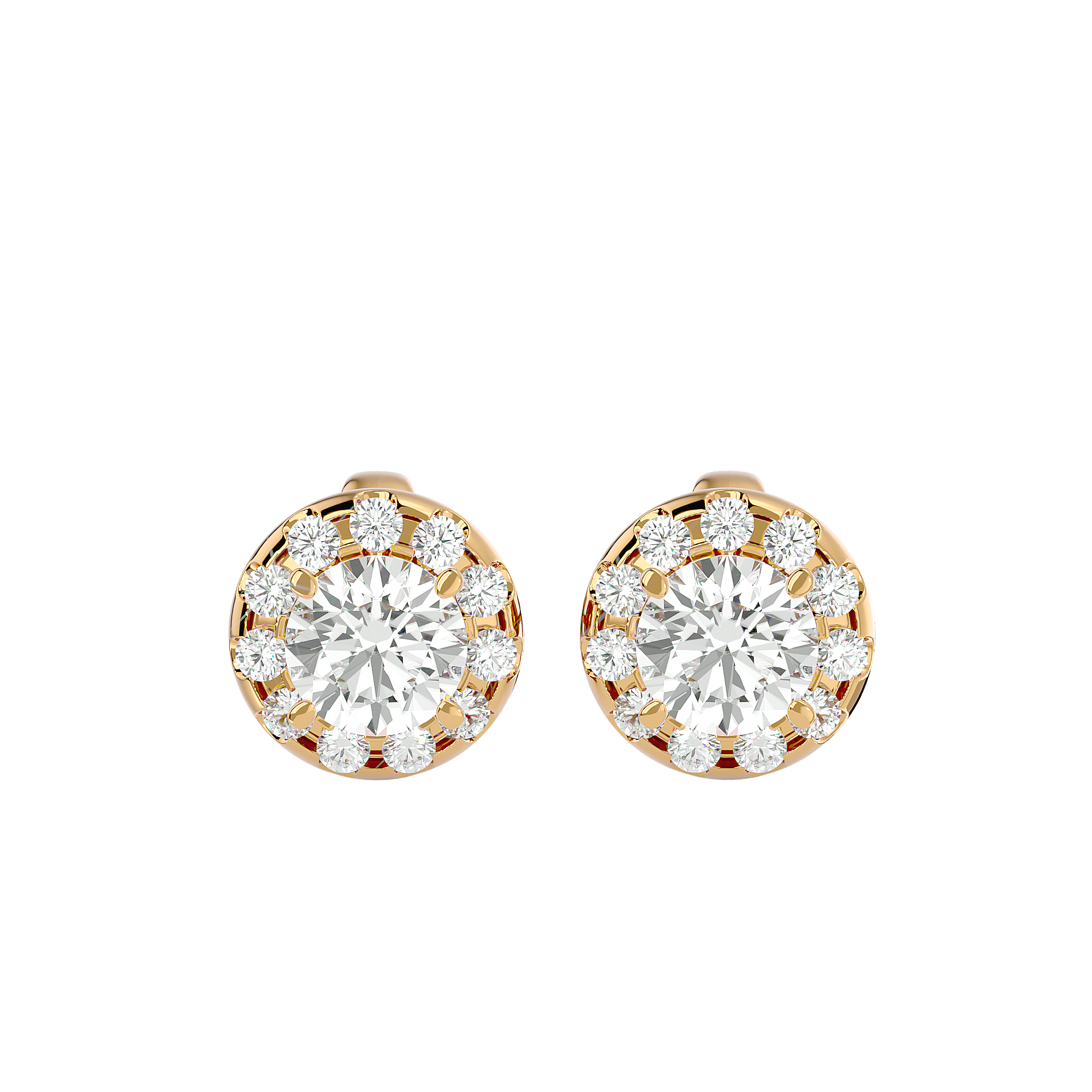 Gold Diamond Halo Stud Earrings