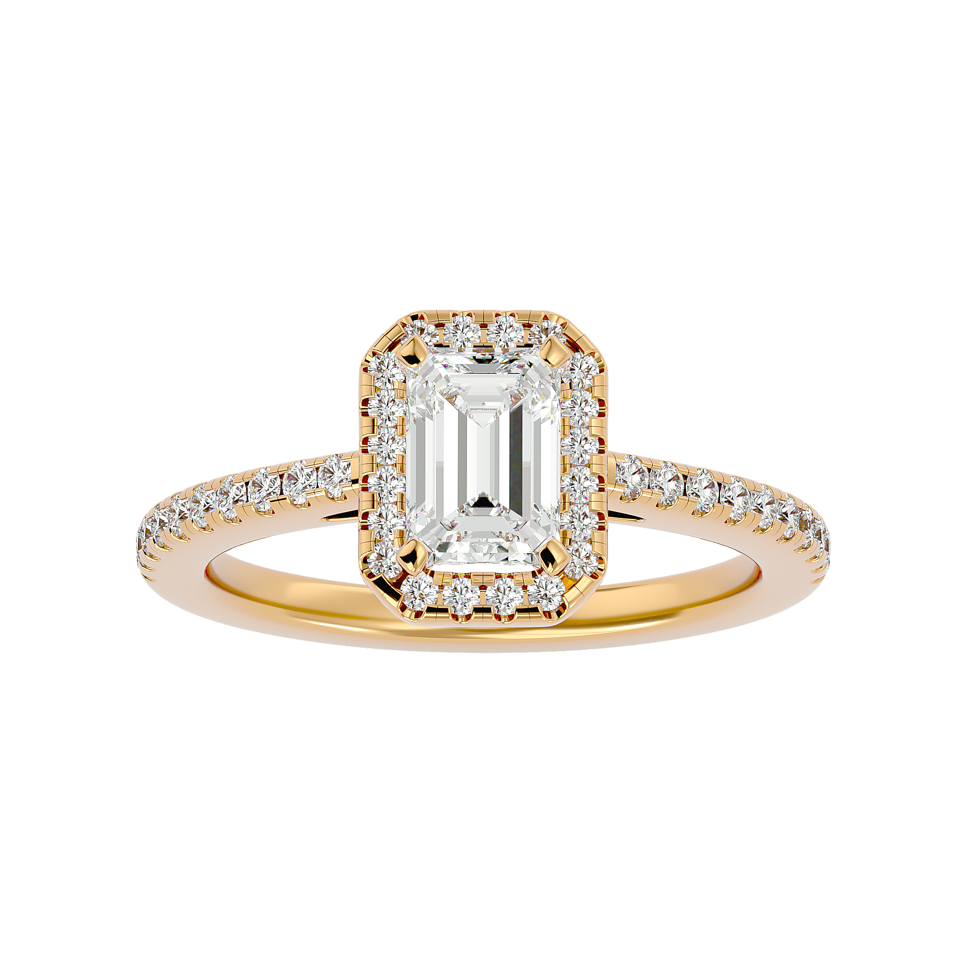 1.5 Carat Emerald Cut Diamond Halo Engagement Ring