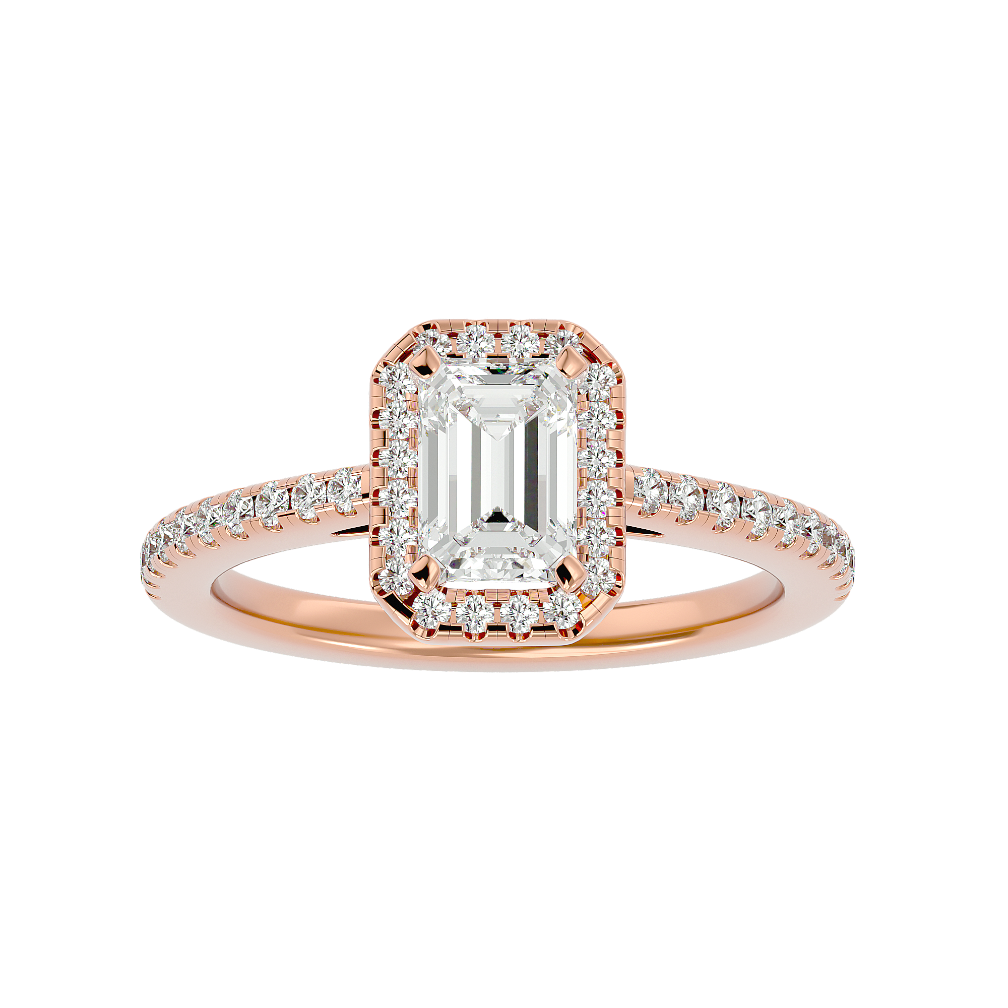 Emerald Cut Diamond Halo Engagement Ring