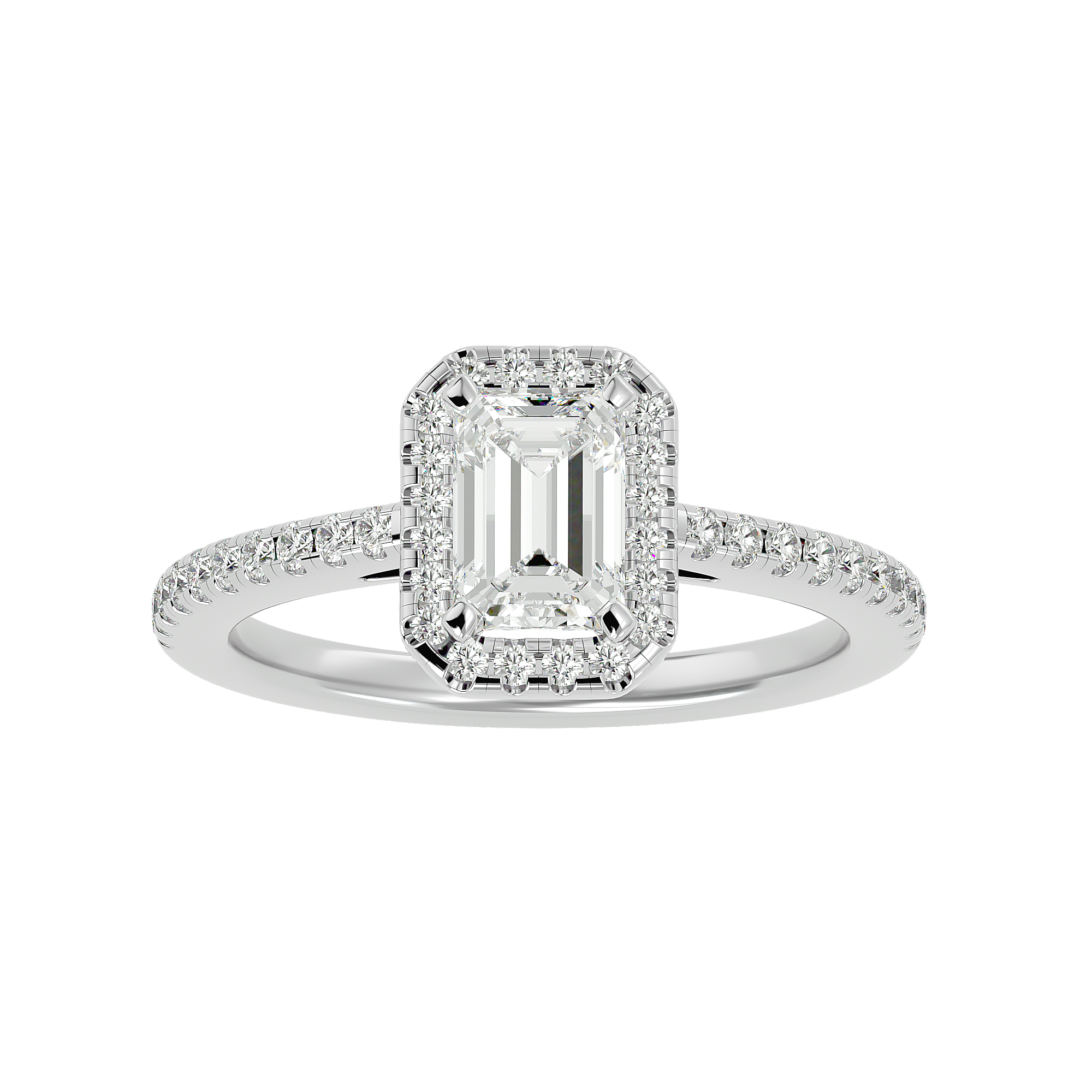 1.5 Carat Emerald Cut Diamond Halo Engagement Ring