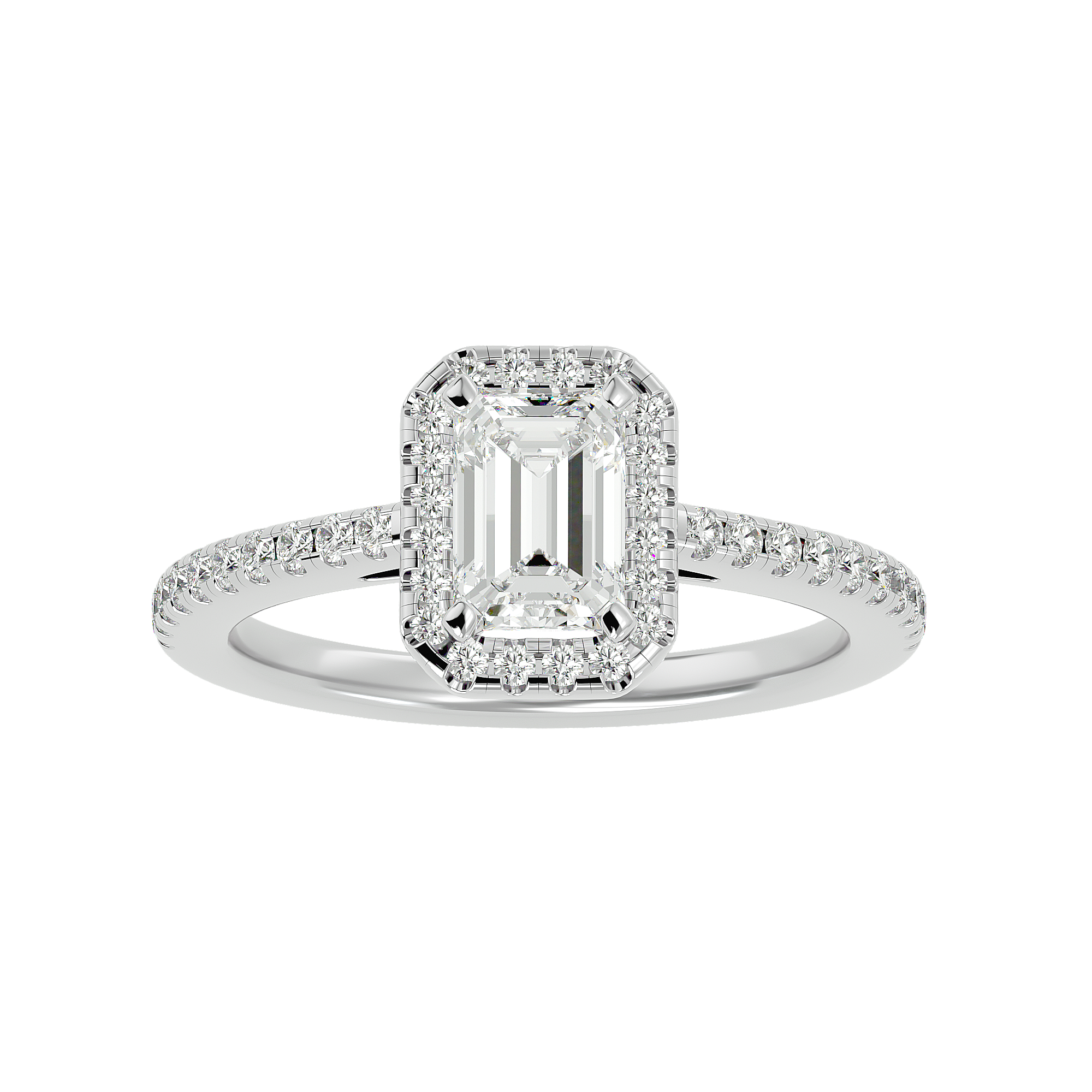 Emerald Cut Diamond Halo Engagement Ring