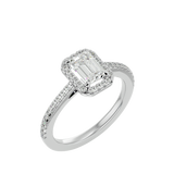 Emerald Cut Diamond Halo Engagement Ring