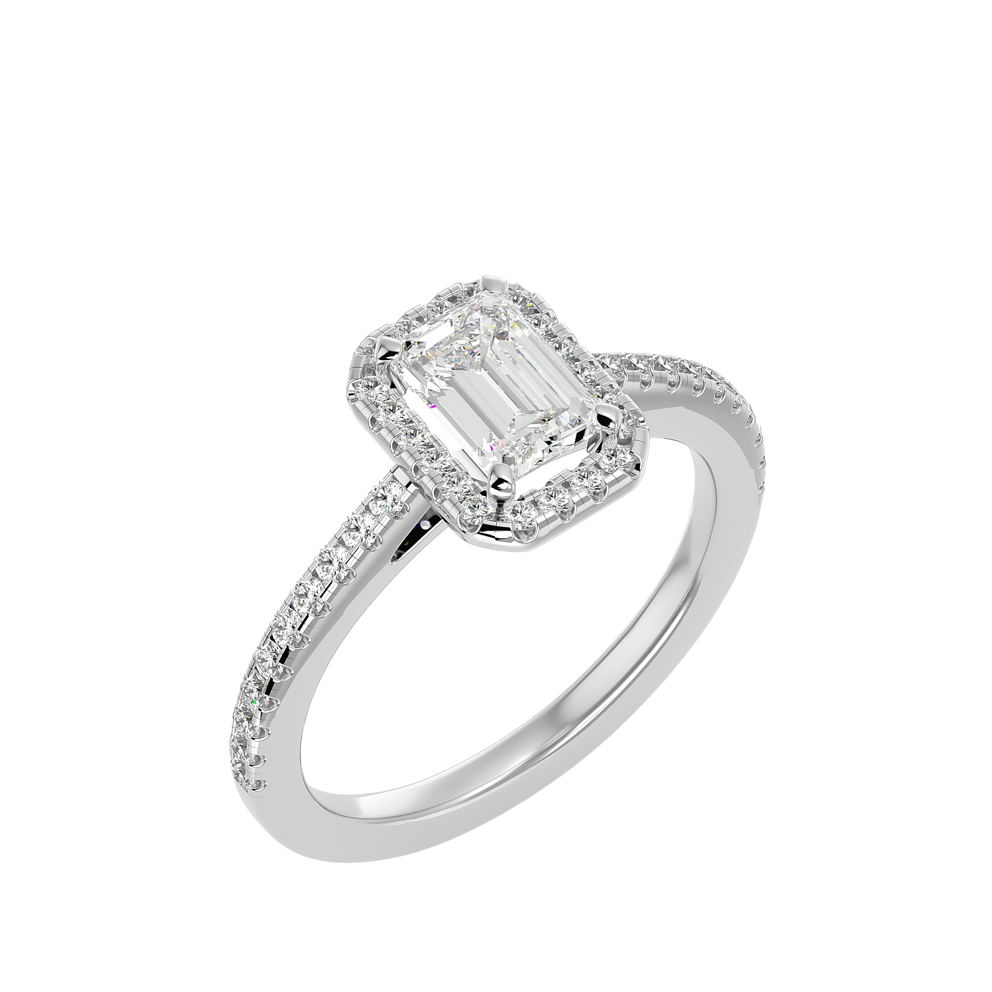 1.5 Carat Emerald Cut Diamond Halo Engagement Ring