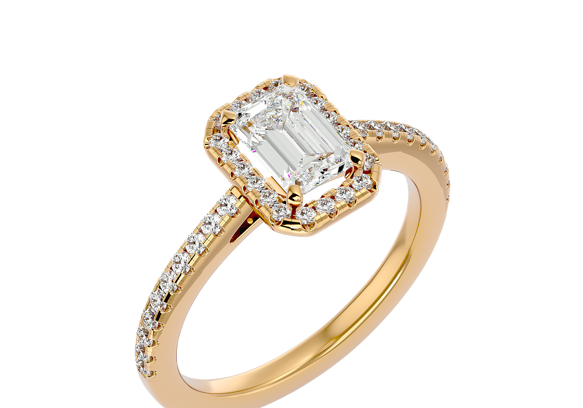 Emerald Cut Diamond Halo Engagement Ring
