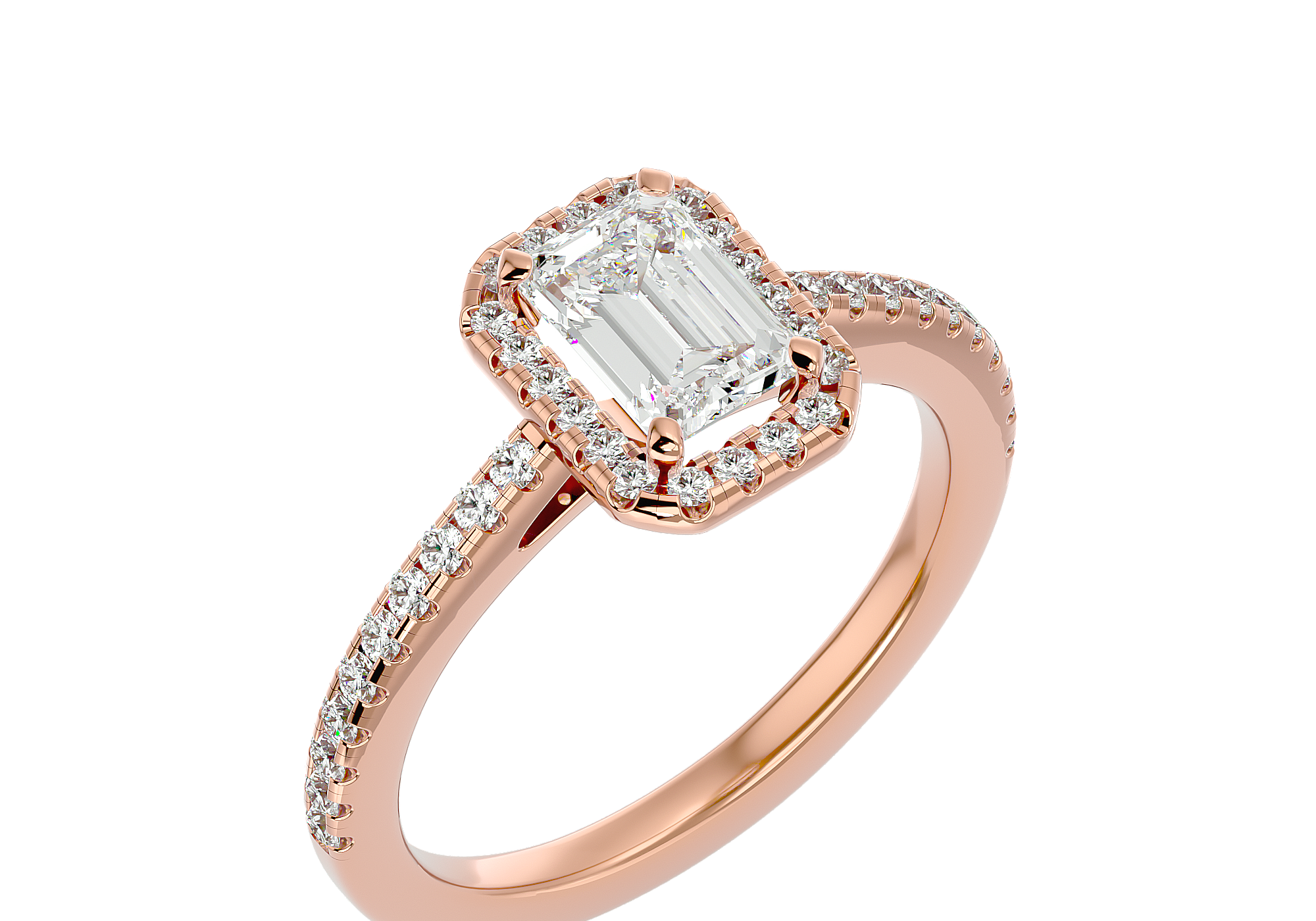 Emerald Cut Diamond Halo Engagement Ring