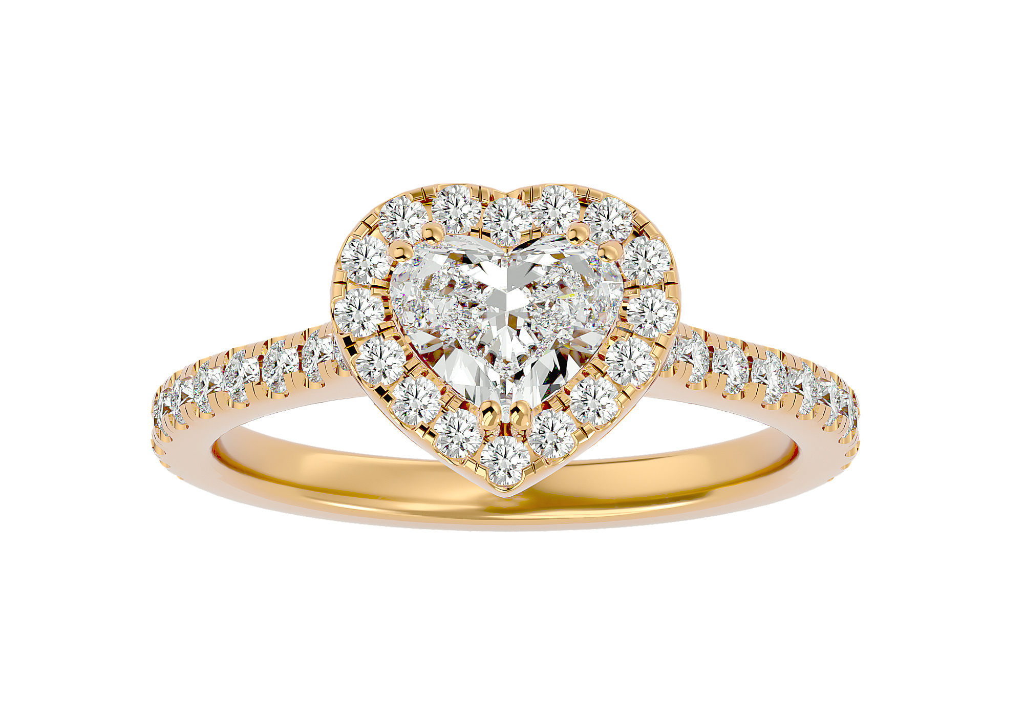Heart Shape Diamond Halo Solitaire Ring