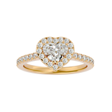 Heart Shape Diamond Halo Solitaire Ring
