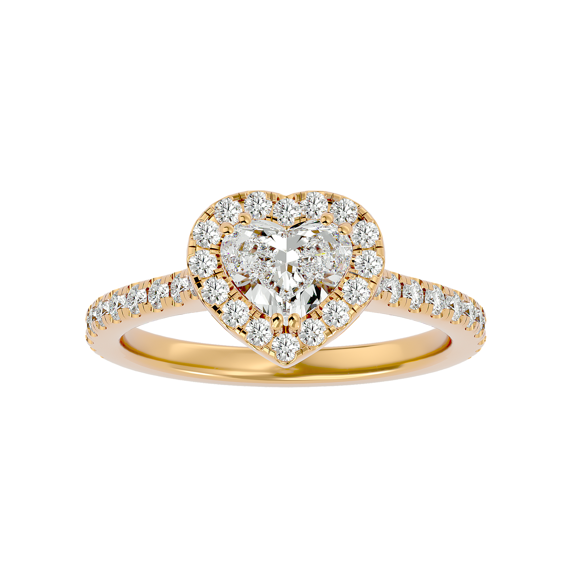 Heart Shape Diamond Halo Solitaire Ring