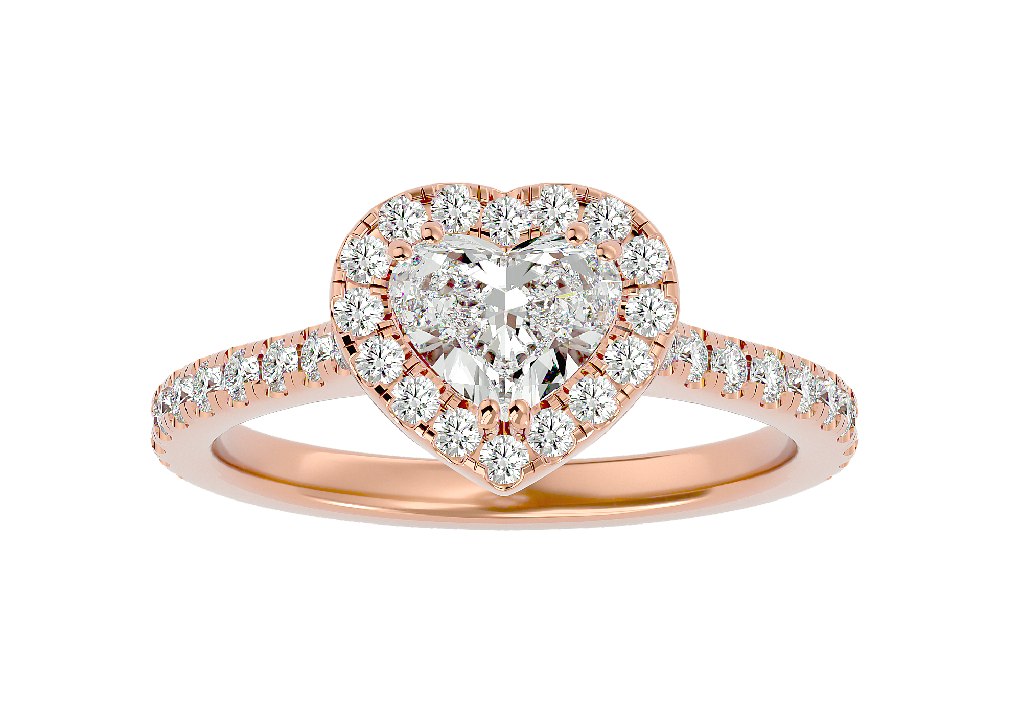 Heart Shape Diamond Halo Solitaire Ring