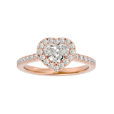 Heart Shape Diamond Halo Solitaire Ring