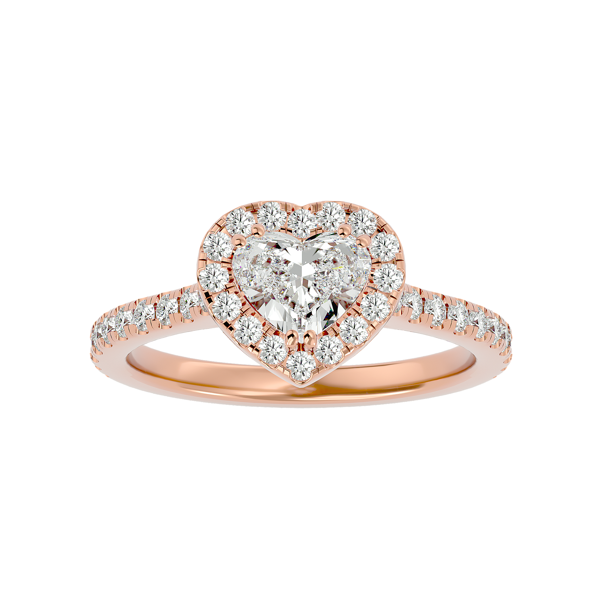 Heart Shape Diamond Halo Solitaire Ring